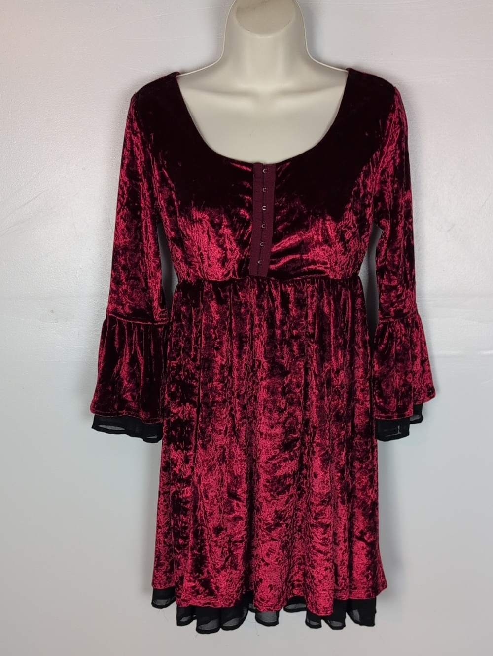 Hot Topic Red Velvet Gothic Mini Dress